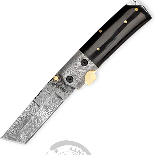 Perkin Knives Navaja de bolsillo plegable, estilo damasco