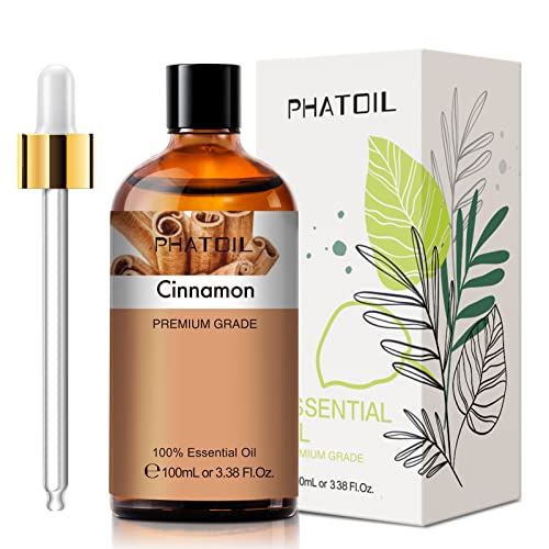 PHATOIL Aceites Esenciale de Canela 100 ml, 100% Naturales Puros, Aceite Esencial de Aromaterapia de Grado Terapéutico, Aceite Esenciales
