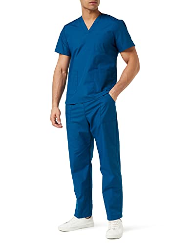 Pijama Sanitario (Antilejía y No Destiñe) Conjuntos Uniformes Sanitarios Unisex - Uniformes Medicos 6801-6802 - M, Azul Marino