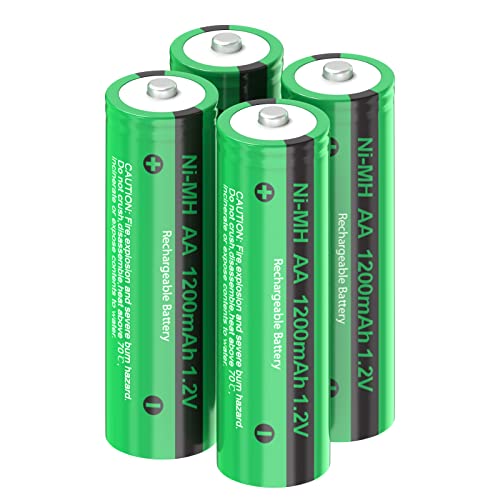 Pilas Recargables AA Nimh 1.2V 1200mAh Doble A Batería para Lamparas Solares,4 Piezas,PKCELL