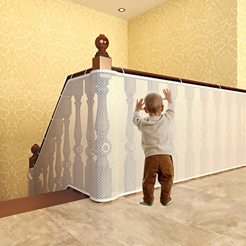 Pinsheng Red de Seguridad para niños, Malla De Seguridad para Escaleras, Red Seguridad niños, Red de Protección del Balcón, Barandilla Escaleras Mallas para Interiores, Exteriores(118 '' x 30.7 '')