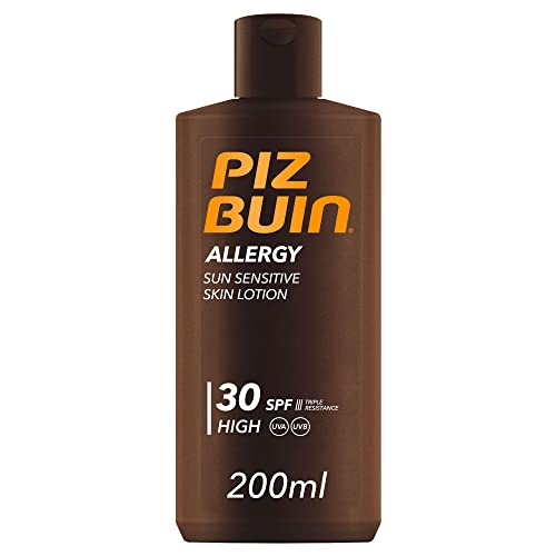 PIZ BUIN Allergy Protector Solar Corporal SPF 30, Protección alta para pieles sensibles, Loción para el cuerpo, Protección UVA/UVB, Rápida absorción, 200 ml