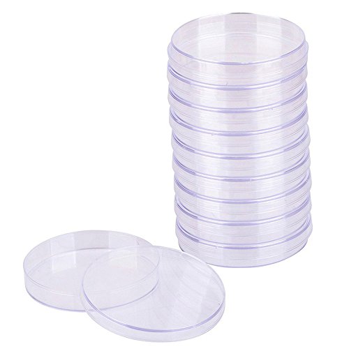 Placa de Petri de Plástico,10 piezas de Placa de Petri Esterilizada Transparente,Recipiente de Cultivo Bacteriano con Tapa para Cultivo de Laboratorio Levadura Bacteriana