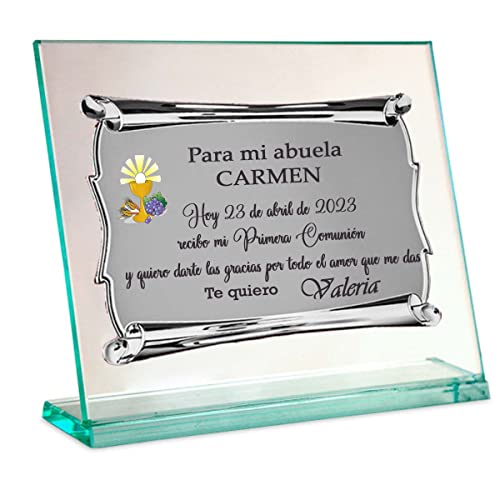 Placa regalo comunión. Placa conmemorativa para abuelos, placa homenaje boda. Personalizada para todos los eventos.