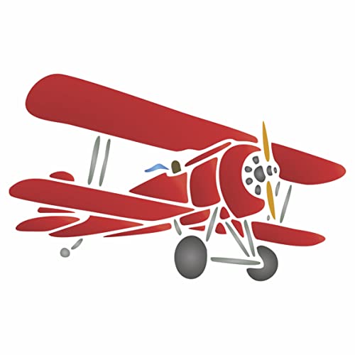 Plane Vintage Plane Stencil, 16,5 x 10,16 cm (S) – Plantillas de avión biplano para pintar plantilla
