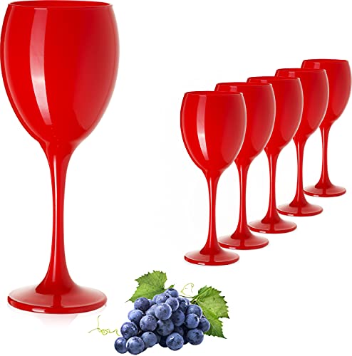 PLATINUX Juego de 6 copas de vino rojas, máx. 320 ml, de cristal macizo, para vino blanco