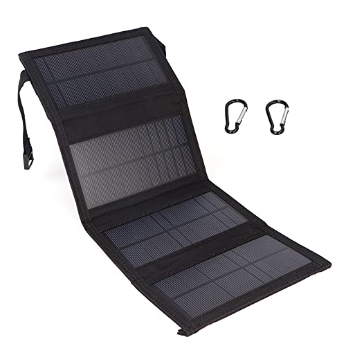 Plyisty Banco de energía Solar Plegable, Cargador portátil de células solares, Panel Solar USB para Acampar, Escalar, Hacer Caminatas, picnics(Black)