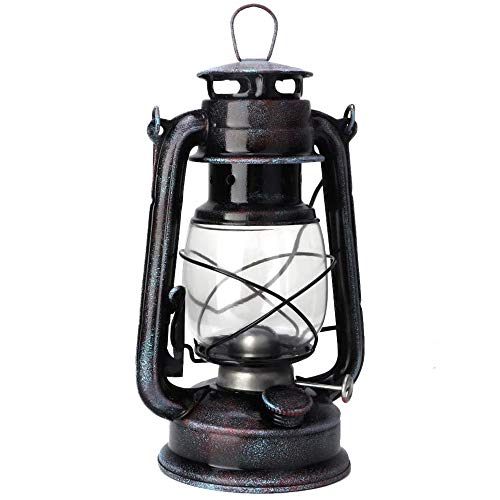 POFET Vintage Storm Lantern Lights Oil Lamp Burning Lantern Retro Kerosene Lamps Classic Oil Lamp Table Lanterns for Home, Garden, Camping Citronela - Rojo