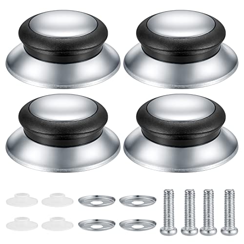 Pomo Tapa Olla, 4 Piezas Perillas Pomo Recambio Tapadera, Perilla de Tapa de Olla con Tornillos para Manijas de Tapadera Utensilios de Cocina de Repuesto