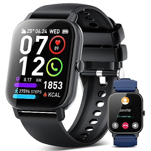 Poounur Reloj Inteligente Hombre Mujer, 1,85" smartwatch Hombre con Llamadas Bluetooth, 112 Modos Deporte, Monitor de Ritmo Cardíaco y Sueño, Impermeable IP68, Smartwatch para Android iOS