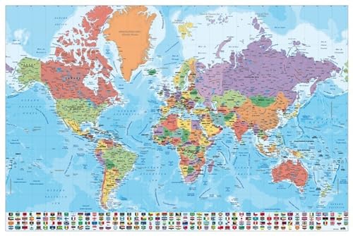 Póster del mapa mundi de rascar extragrande 84 x 59 cm Detalles  cartográficos con el país y los países limítrofes -  España
