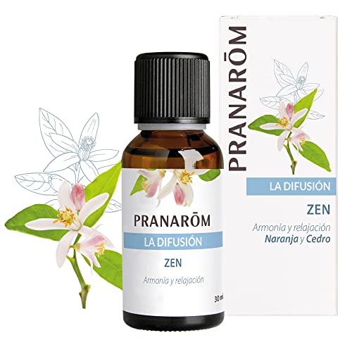 PRANARÔM - Difusión - Zen - Aceites Eseciales 100% Puros, Naturales y Bio - Mezcla Que Favorece la Relajación y la Tranquilidad - Cítricos Calmantes y Cedro Mistico - Difusión Atmosférica - 30ml.