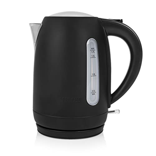 Princess Black Steel Jug Kettle 236032 Hervidora, Volumen 1.7 L, 2200 W, Edición Especial Acero Negro, 1.7 litros, Material de la Carcasa Inoxidable