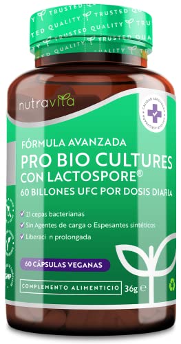 Probióticos Alta Resistencia - 60 Cápsulas - Suplemento de Enzimas Digestivas - Cápsulas Veganas - Nutravita