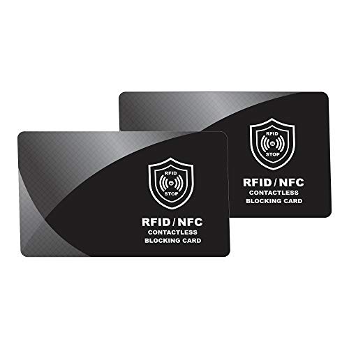 Protector de Tarjetas RFID contactless, Anti NFC Bloqueo - Blocker Card - Tarjeta de Bloqueo de escáner y lectores para billeteras y Pinzas para Billetes - 2 Piezas - Regalos Originales Navidad