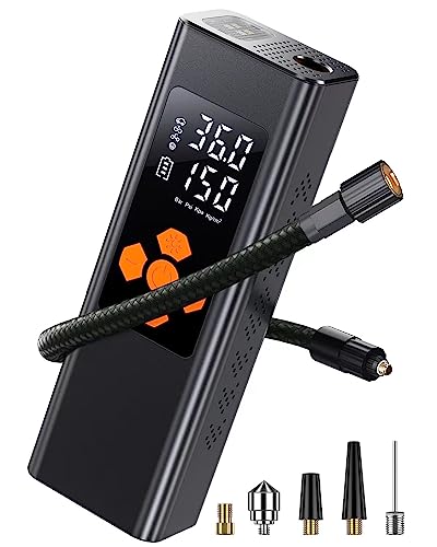 Pumteck Inflador de neumáticos portátil: Compresor de Aire 150 PSI con Doble energía, batería 7800mAh y Adaptador 12V. Bomba eléctrica LED para Coche, Moto, Bicicleta y Pelota.