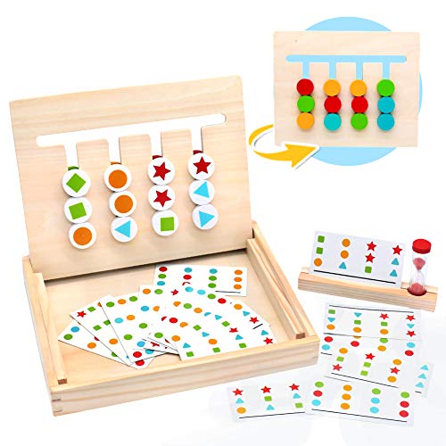 Puzzle Madera - Juguetes Niños 3 4 Años Madera Infantil Juegos Educativos Tablero Montessori Juegos de Mesa con Tarjetas de Patrón y Disco Color Puzzle Regalos Niños Niña Niño 3 4 5 6 7 Años