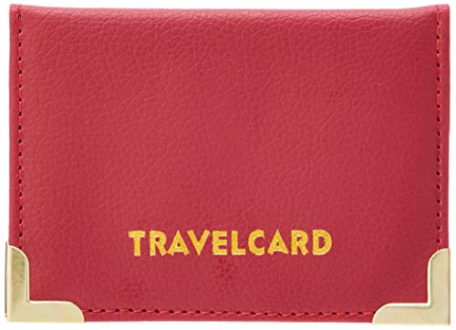 qu Funda de Piel Suave roja Viaje, crédito, Tarjeta de identificación, Billetera, sintética, Rojo, Travel Card