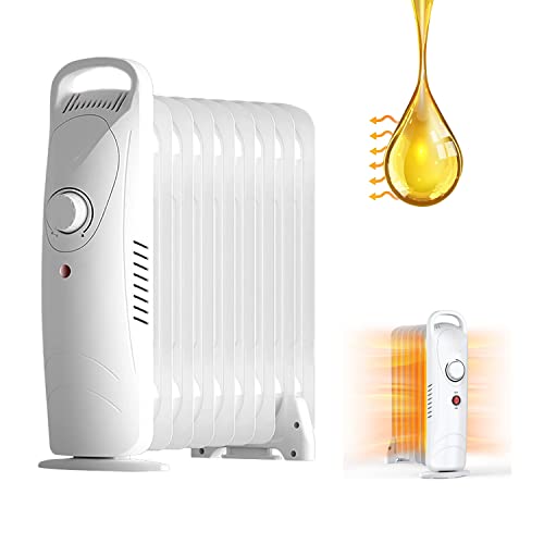 Radiador de aceite | Calefacción | 7 aletas | Potencia máx. 700 W | Protección contra sobrecalentamiento y protección contra vuelcos | Calentamiento rápido (Radiador Aceite 700W, 1 Pieza)