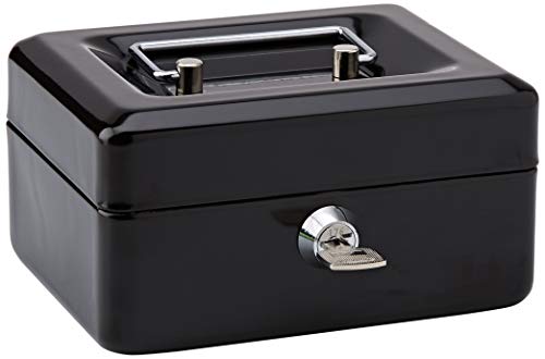 Rapesco SB0006B1 Caja Fuerte Portátil con Portamonedas y Llave, 15 cm de ancho, Negro