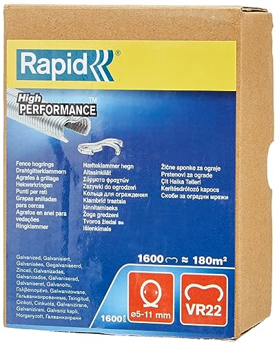 Rapid VR22 Grapas Galvanizadas para Cercas y Vallas, Aptas para Vallados de 5-11mm, Ideal para Jaulas y Cercados, 1100 Unidades, Blíster (40108806)