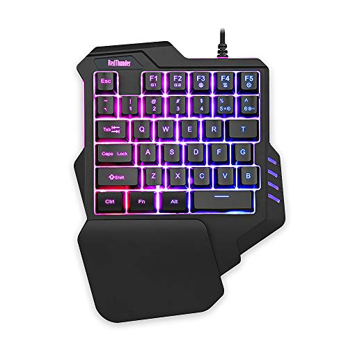 RedThunder Teclado Portátil Mini Gaming Retroiluminado RGB de 35 Teclas - Controlador de Juego Ergonómico para PUBG LOL Wow DOTA2 - Computadora PC de Escritorio Mac Gamer