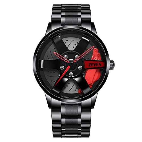 Reloj de Rueda de Coche Estereoscópico Hueco para Hombre Relojes Deportivos de Moda Reloj de Pulsera para Entusiasta del Coche con Cubo de llanta Impermeable