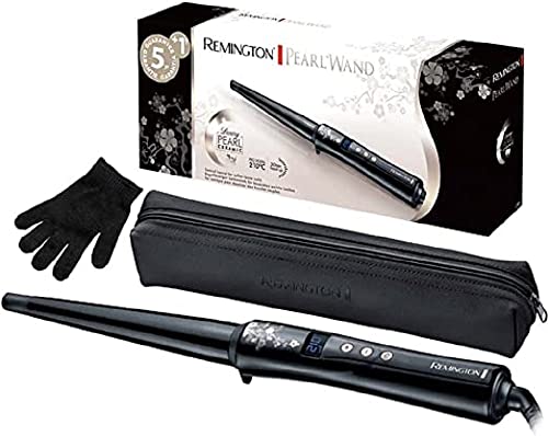 Remington CI951 Pearl - Rizador de Pelo Conique, Cerámica Avanzada con Perla, con Barril de 13-25 mm, Crea Rizos Suaves y Sueltos, Temperatura hasta 210°C, Digital, Punta Fría, Negro