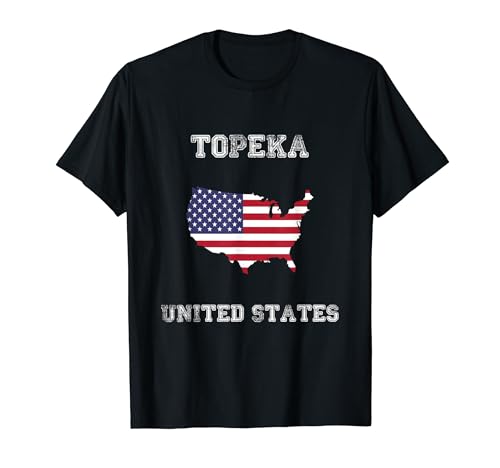 Retro Topeka USA Bandera de Estados Unidos envejecida Camiseta