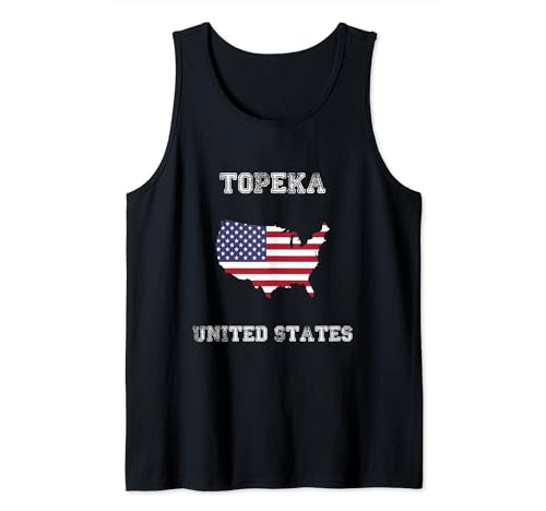 Retro Topeka USA Bandera de Estados Unidos envejecida Camiseta sin Mangas