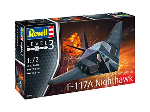 Revell-F-117 Stealth Fighter Maqueta Avión de Guerra, 10+ Años, Color Negro (03899)