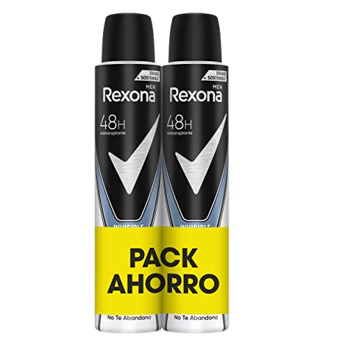 Rexona Invisible Desodorante Aerosol Antitranspirante para hombre Ice Pack Ahorro 200ml 2x