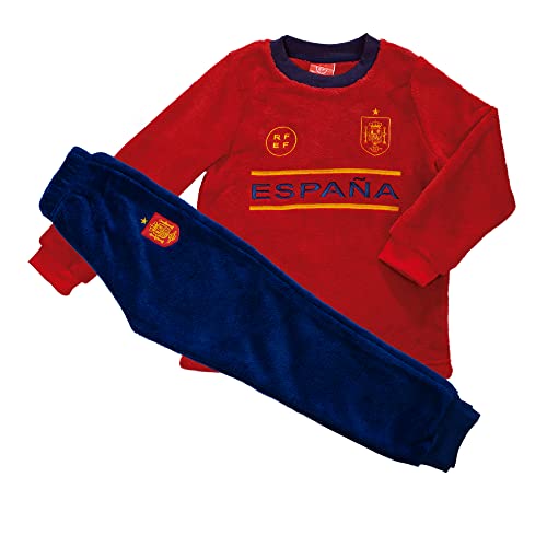 RFEF - Pijama Infantil de la Selección Español de Fútbol | Camiseta de Manga Larga + Pantalón Largo - Fabricado en Poliéster | Talla 14 Años