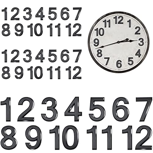 Ripeng 30 Piezas Números de Reloj Autoadhesivos Kit Números Árabes de Esfera de Reloj Kit de Reloj Pequeño con Números Accesorios para Relojes para DIY Decoración de Hogar, Negro (Metal, ABS)