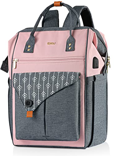 RJEU - Mochila para mujer, mochila para la universidad, el tiempo libre, mochila con compartimento para portátil y bolsillo antirrobo, impermeable