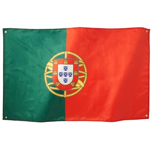 Runesol Bandera Nacional De Portugal 3x5, 91x152cm, 4 Ojales, Ojales De Latón En Cada Esquina, Día de Portugal, Estandarte Portugués, Impermeable, Interior, Exterior