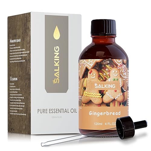 SALKING Aceite Esencial de Pan de Jengibre, 120 ml Aceites de Fragancia Premium para difusor, Aromas de Velas para Hacer Velas, Aceite Difusor Perfumado de Otoño, Regalos Navideños