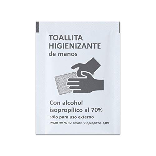 Saten Toallita Higienizante De Manos Con Alcohol Isopropílico, Blanco, 8 x 6