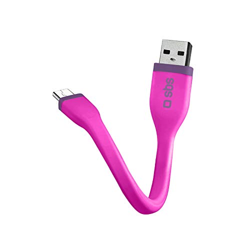 SBS - Cable de datos y carga USB, micro USB 2.0, longitud 12 cm, color rosa