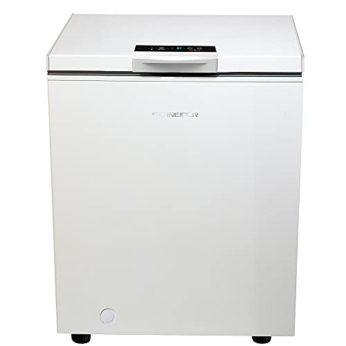 Schneider Congelador vertical, 93 L capacidad neta, 84.5 cm alto, independiente, 4 estrellas en el congelador, color blanco