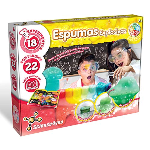 Science4you-Espumas Explosivas – Juegos y Juguetes Cientifico Incluye 18 Experimentos y Libro Educativo-Regalo Original Niñas +8 Años, Multicolor, Mittel (80002447)