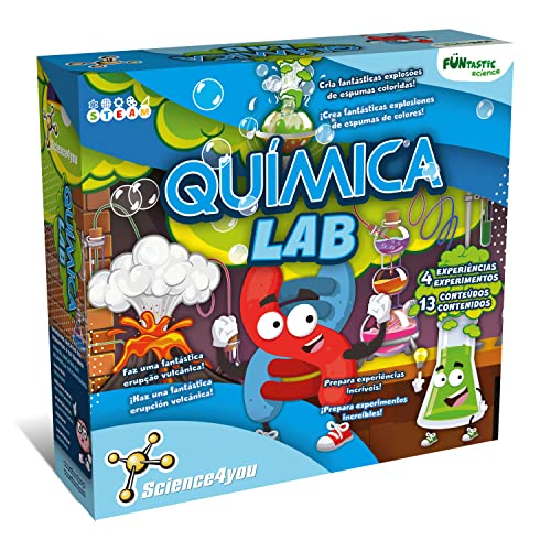 Science4you FUNtastic - Laboratorio de Quimica Niños +8 Años con 4 Experimentos para Niños: CREA un Volcán para Niños - Kit Científico y Juego Educativo para Niños 8 9 10 Años, Multicolor (80003485)