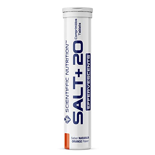 Scientiffic Nutrition - Salt+ Effervescents, Pastillas Efervescentes Para Recuperar Sales Minerales y Electrolitos Después del Ejercicio, Favorece la Hidratación - 20 Pastillas, Sabor Naranja.