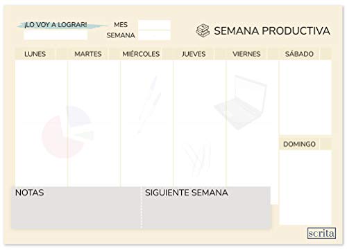 Scrita Planificador Semanal A4 – Organizador semanal – Calendario Sobremesa – Planificador Semanal 2023 – Agenda Semanal Semana Vista – Estudiantes Oficinas