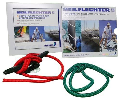 SEILFLECHTER - KNOTENBOX para Licencia de Barco de recreo SBF | Conjunto de Ejercicios de Nudos para Todos los Nodos relevantes | Preparación para Licencia de Barco de recreo en el mar