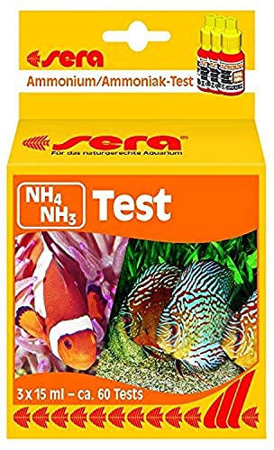 sera Prueba de amonio/amoniaco (NH4/NH3), Prueba de Agua para Aproximadamente 60 mediciones, Mide de Forma fiable y precisa amoniaco y amoniaco, para Agua Dulce y de mar, Acuario o Estanque.