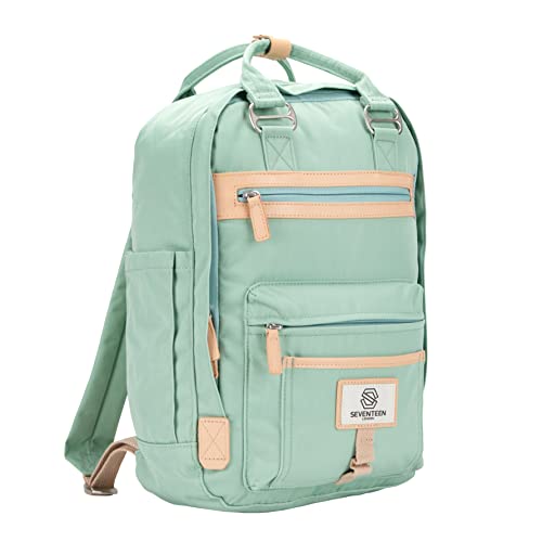 SEVENTEEN LONDON - Mochila 'Wimbledon' Moderna, Sencilla y Unisex con un Acabado Verde Pastel en el Estilo de una Mochila escandinava, computadora portátil de hasta 13"