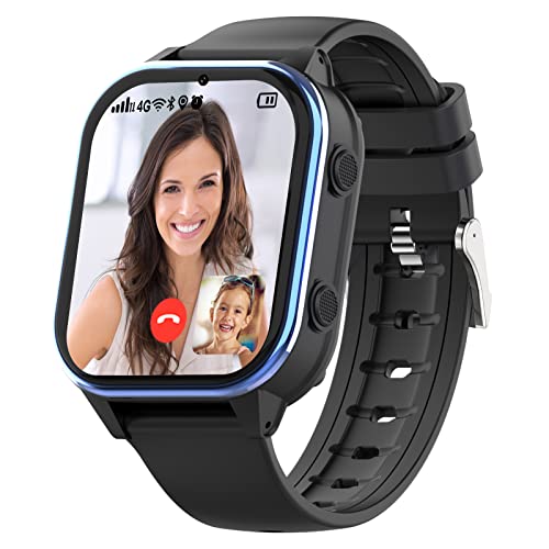 SEVGTAR 4G Smartwatch con Videollamada, Localizador Smart Watch GPS, con Imagen y Chat de Voz, Reloj Inteligente Podómetro Caloría Música WIF Bluetooth SOS, Apto para Niños Mayores de 5 años, Negro