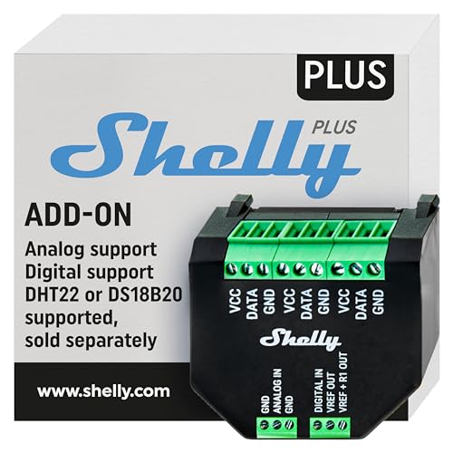 Shelly Plus Add-On | Inalambrico & Bluetooth Para Shelly Plus Dispositivos | Medición De Temperatura Y Humedad | Automatizacion Del Hogar | Compatible Con Alexa & Google Home | iOS Android App