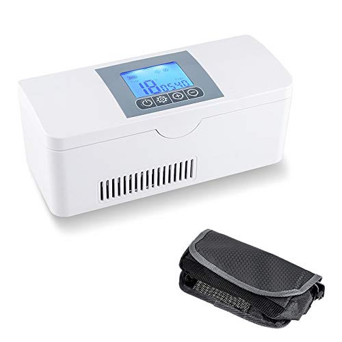 SIERINO Nevera Portátil Caja de Refrigerador de Medicina Mini Caja de Insulina Semiconductor Refrigerador de Coche Automóvil Viaje Hogar Pantalla LCD Temperatura Constante Refrigerato, 8000mah